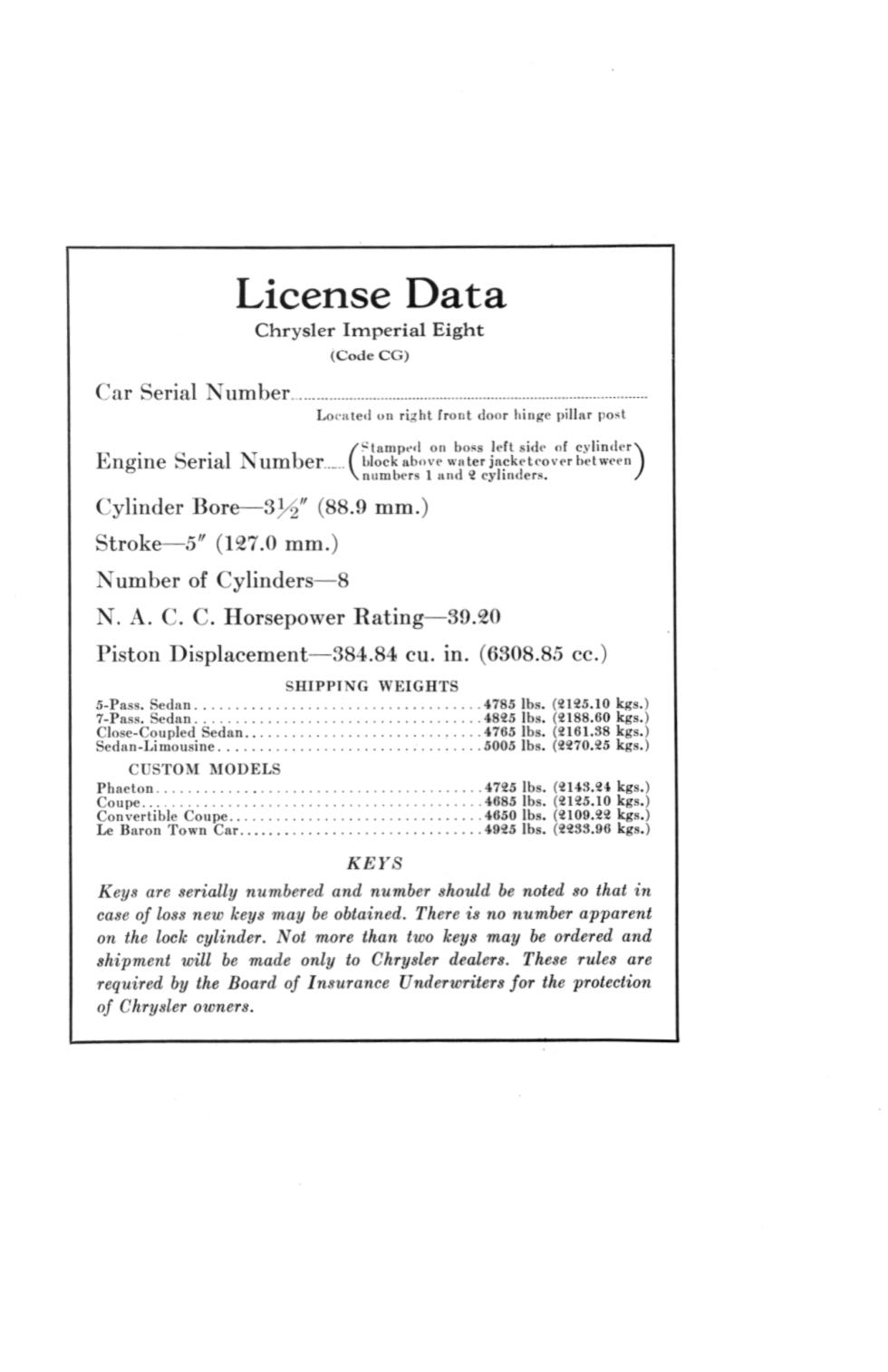1931 Chrysler Imperial Owners Manual Page 78